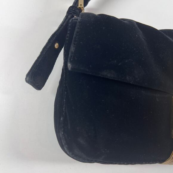 Fendi Black Velvet Gold Tassel Baguette - Picture 9 of 14
